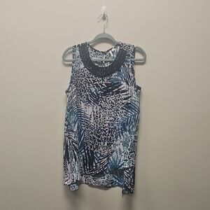 Chic Blue Patterned Tank Top